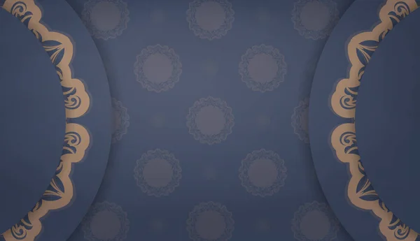 Hintergrund Blau Mit Mandala Braunem Muster Für Logo Design — Stockvektor
