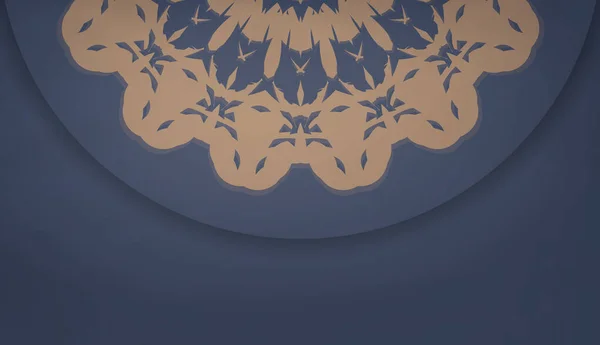 Фон Голубом Винтажным Коричневым Орнаментом Дизайна Вашим Логотипом — стоковый вектор