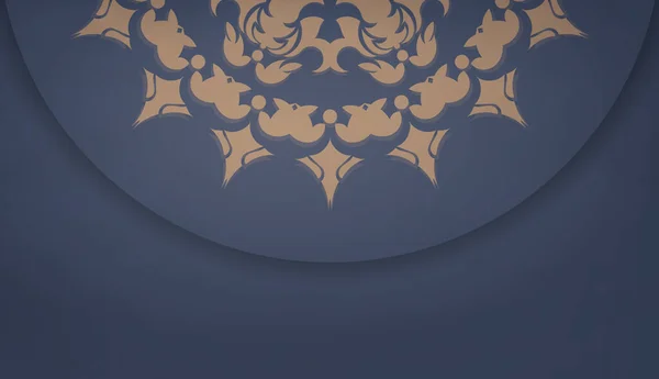 ギリシャの茶色の装飾品とロゴやテキストのための場所と青の背景 — ストックベクタ
