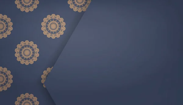 Hintergrund Blau Mit Mandala Braunem Muster Für Die Gestaltung Unter — Stockvektor