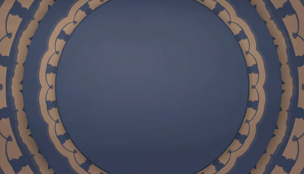Hintergrund Blau Mit Braunem Mandala Ornament Und Einem Platz Für — Stockvektor