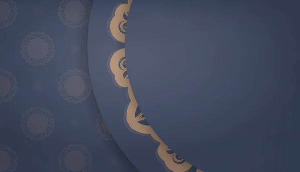 抽象的な茶色の装飾とロゴのスペースと青の背景 — ストックベクタ