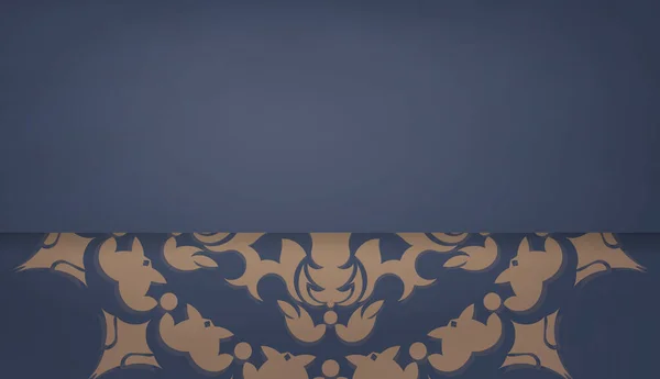 Klasik Kahverengi Desenli Mavi Arkaplan Logo Veya Metin Için Boşluk — Stok Vektör