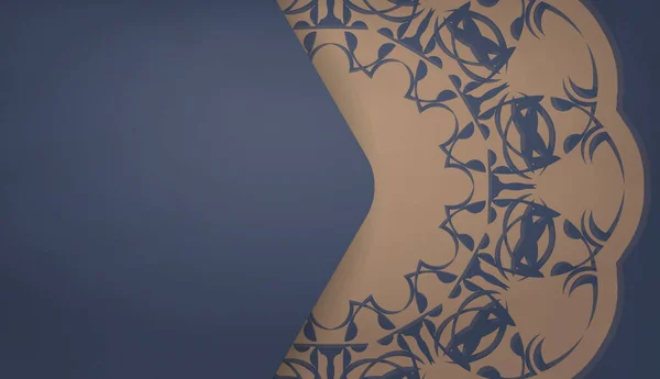 Тло Синьому Кольорі Грецькими Коричневими Прикрасами Простором Логотипів — стоковий вектор