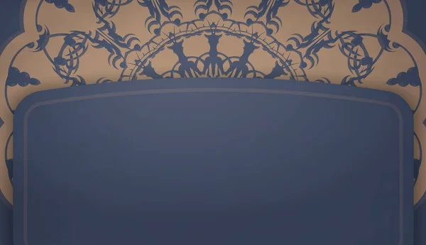 Фон Синього Кольору Грецьким Коричневим Орнаментом Дизайну Під Логотипом Або — стоковий вектор