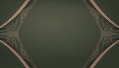 Metin altında tasarım için mandala kahverengi desenli yeşil renk arkaplanı
