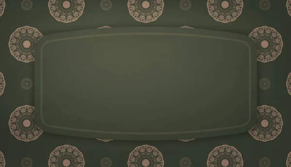 Arrière Plan Vert Avec Mandala Ornement Brun Placer Sous Votre — Image vectorielle