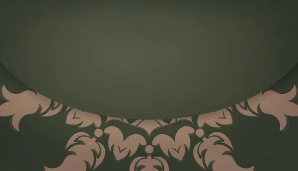 Фон Зеленому Кольорі Індійськими Коричневими Прикрасами Місцем Вашого Логотипу — стоковий вектор