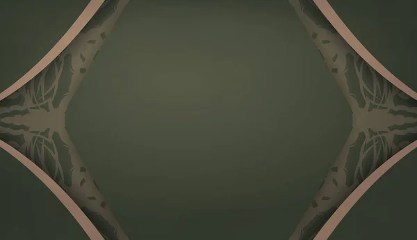 Arrière Plan Couleur Verte Avec Motif Brun Mandala Pour Conception — Image vectorielle