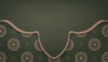 Soyut kahverengi desenli yeşil arkaplan ve metnin altına yerleştir