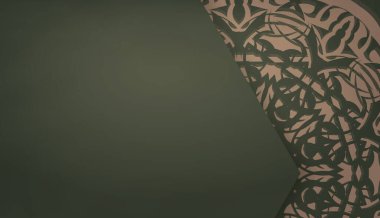 Logo veya metin için Yunanca kahverengi desenli yeşil arkaplan ve boşluk