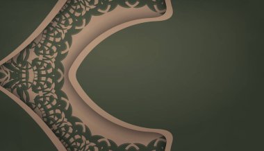 Logonuz altında tasarım için Hint kahverengi süslemeleri olan yeşil arkaplan