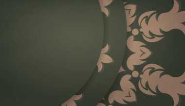 Logonuz altında tasarım için Hint kahverengi süslemeleri olan yeşil arkaplan