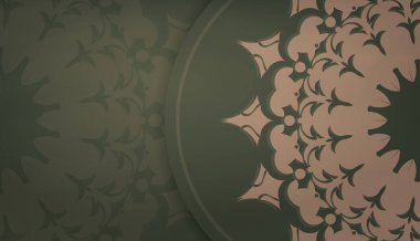 Metnin altında tasarım için Hint kahverengi desenli yeşil arkaplan