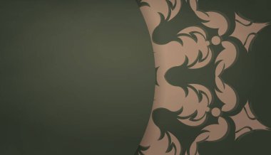 Lüks kahverengi süslemeleri ve metin için alanı olan yeşil arkaplan