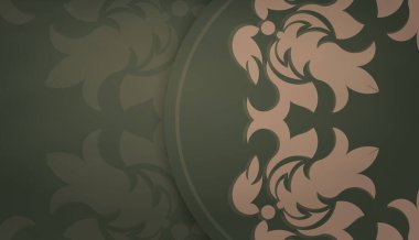 Logonuz için lüks kahverengi desenli yeşil pankart şablonu ve boşluk