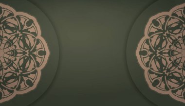 Logo tasarımı için Yunanca kahverengi süslemeli yeşil pankart