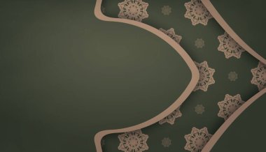 Hint kahverengi desenli yeşil pankart ve senin metnin altında