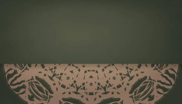 Зеленый Фон Старинным Коричневым Орнаментом Оформления Вашим Текстом — стоковый вектор