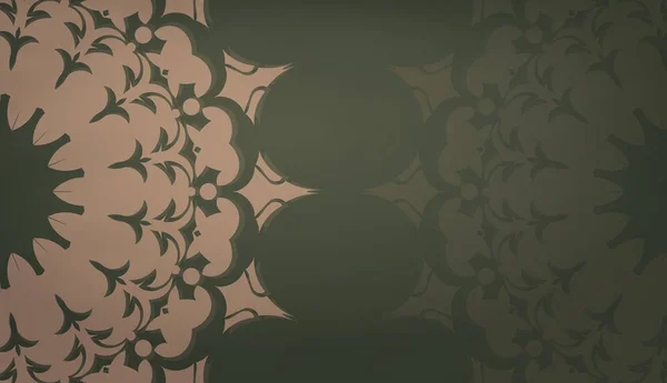 Grüner Hintergrund Mit Braunem Vintage Muster Für Die Gestaltung Unter — Stockvektor