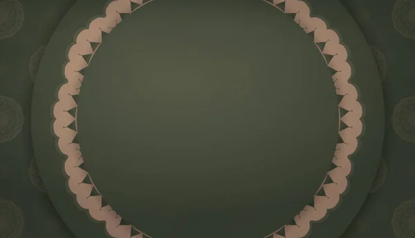 Zelený Banner Šablona Retro Hnědé Ornament Místo Pro Logo Nebo — Stockový vektor