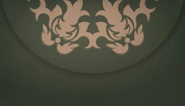 Зеленый Шаблон Баннера Винтажным Коричневым Рисунком Логотипом — стоковый вектор