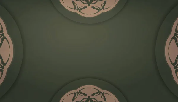 Зелений Прапор Грецьким Коричневим Візерунком Місце Під Логотипом — стоковий вектор