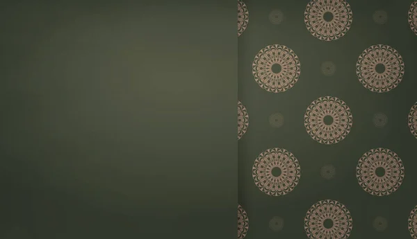 Зеленый Баннер Коричневым Рисунком Местом Логотипа — стоковый вектор