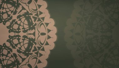 Lüks kahverengi desenli yeşil pankart ve metin için boşluk