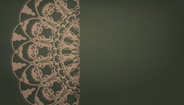 Eskimiş kahverengi desenli yeşil pankart ve logonuz için yer