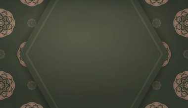 Klasik kahverengi desenli yeşil pankart ve metninizin altına yerleştirin