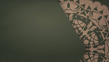 Klasik kahverengi desenli yeşil pankart ve metninizin altına yerleştirin