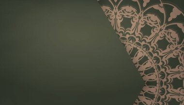 Logonuz altında tasarım için klasik kahverengi desenli yeşil pankart