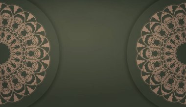 Logonuz altında tasarım için klasik kahverengi desenli yeşil pankart