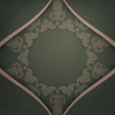 Yunan kahverengi desenli yeşil broşür yazdırmaya hazır.