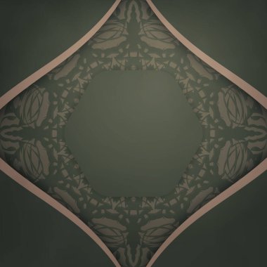 Kahverengi mandala desenli yeşil broşür baskıya hazır..