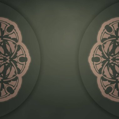 Lüks kahverengi süslemeli yeşil broşür basılmaya hazır..