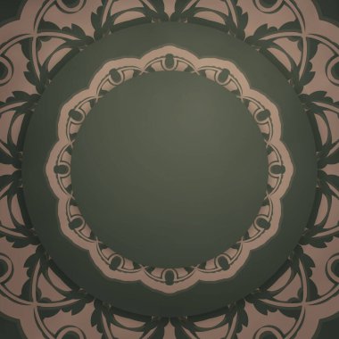 Kahverengi mandala desenli yeşil kart tipografi için hazırlandı.