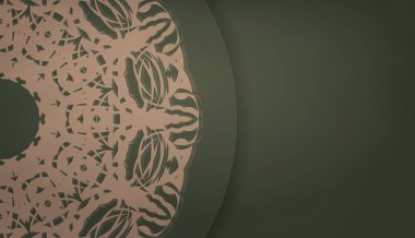 Metin için soyut kahverengi desenli yeşil renk arkaplanı ve boşluk