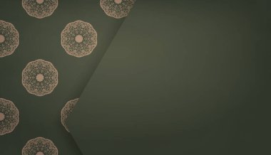 Logo veya metin için soyut kahverengi desenli yeşil arkaplan ve boşluk