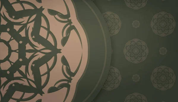 Bannière Verte Avec Ornement Marron Luxueux Endroit Pour Votre Logo — Image vectorielle