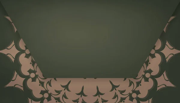 Bannière Verte Avec Ornement Marron Luxueux Espace Pour Votre Logo — Image vectorielle