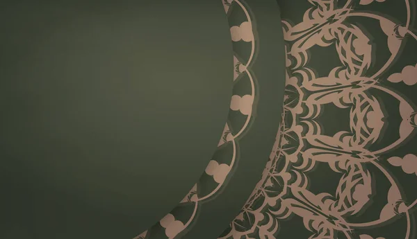 Bannière Verte Avec Ornement Marron Luxueux Pour Conception Sous Votre — Image vectorielle