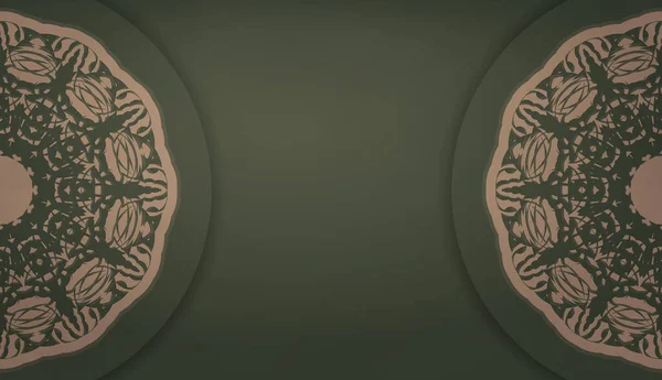 Зелений Банер Розкішним Коричневим Візерунком Простором Вашого Логотипу Або Тексту — стоковий вектор