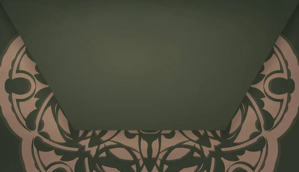 Зелений Банер Вінтажним Коричневим Візерунком Дизайну Логотипу — стоковий вектор