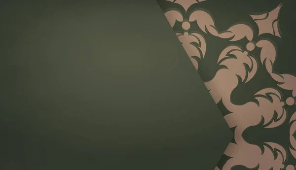 Зелений Кольоровий Фон Грецьким Коричневим Візерунком Дизайну Під Текстом — стоковий вектор