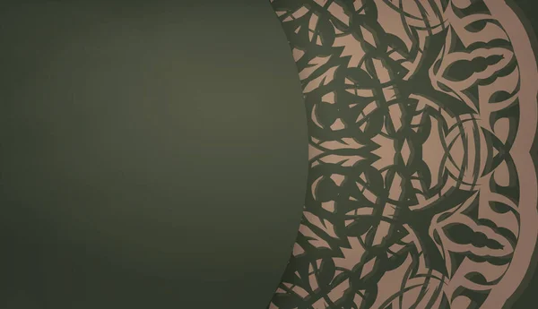 Зелений Кольоровий Фон Розкішним Коричневим Орнаментом Логотипу Або Текстового Дизайну — стоковий вектор