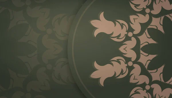 Fond Couleur Verte Avec Ornement Marron Mandala Pour Conception Sous — Image vectorielle