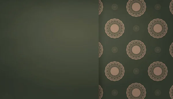 Fond Couleur Verte Avec Motif Marron Vintage Pour Conception Logo — Image vectorielle