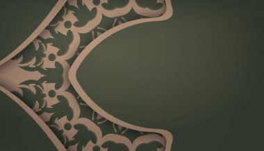 Metnin altındaki tasarım için Yunanca kahverengi desenli yeşil pankart şablonu